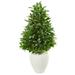 44 Bay Leaf Cone Topiary Artificial Tree in White Planter UV Resistant (Indoor/Outdoor)