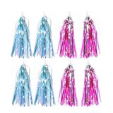8 Pcs Kids Tassel Ribbon Children Scooter Handlebar Streamers Grips Ribbon Baby Carrier Accessories Decorative Riband (4 Silver + 4x Pink Silver)