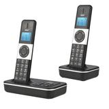 Carevas D1002 TAM-D 2-Handset Cordless Phone with Answering Machine Caller Call Waiting 1.6 inch LCD 3 Lines Screen Display Rechargeable Batteries Support 16 Languages for Office Home Conference