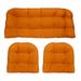 3 Piece Wicker Cushion Set - Orange Indoor/Outdoor Fabric Cushion For Wicker Loveseat Settee & 2 Matching Chair Cushions