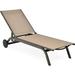 Lounge Chairs for Outside Patio Chaise Lounges Aluminum Recliner W/Adjustable 6 Backrest Positions and Wheels for Patio Beach Poolside Outdoor Sunbathing Chair(1 Brown)