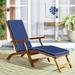 outdoor collection palmdale natural brown solid wood/navy cushion chaise lounge chair (pat7015a)