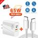 65W USB C Wall Charger for Samsung Galaxy A13 4G 2 Ports Fast Charging with 6 Feet Type C Cable GaN Tech Wall Charger - White