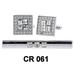 Vittorio Vico Studded Rectangular Clear Crystal set in Square Studded Square Cufflink & Tie Bar Set by Classy Cufflinks