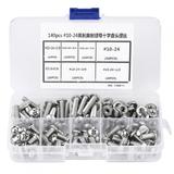 Pan Head Machine Screws Pan Head Screw 140pcs #10-24 Stainless Steel Cross Pan Head Screws Set With Plastic Box For Machine Tools And Accessories For Various Diy Projects