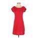 Banana Republic Factory Store Casual Dress - Mini Scoop Neck Short sleeves: Red Solid Dresses - Women's Size 2X-Small Petite