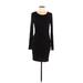BCBGMAXAZRIA Casual Dress - Sheath Scoop Neck Long sleeves: Black Solid Dresses - Women's Size Small