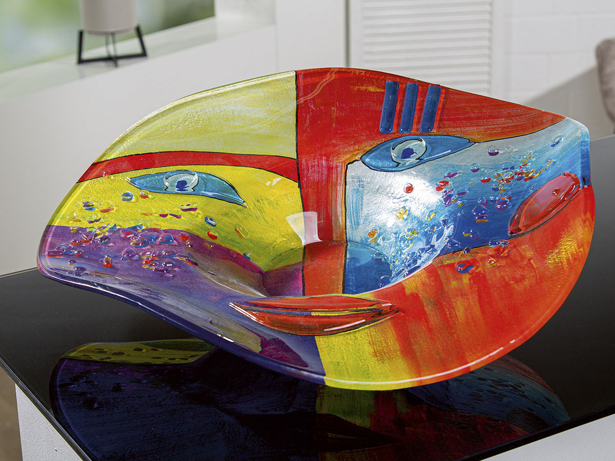 Dekoschale CASABLANCA BY GILDE "Schale Fashion", bunt, B:19,5 H:26 T:9, Glas, Dekoschalen Image