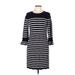 Talbots Casual Dress - Sheath Crew Neck 3/4 sleeves: Black Color Block Dresses - Women's Size Medium Petite