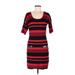 Allison Brittney Casual Dress - Sheath Scoop Neck 3/4 sleeves: Red Print Dresses - Women's Size Medium