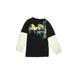 Pelle Pelle Long Sleeve T-Shirt: Black Color Block Tops - Kids Boy's Size 7