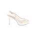 Charles & Keith Heels: Pumps Stilleto Feminine Ivory Print Shoes - Women's Size 39 - Peep Toe