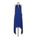 BCBGMAXAZRIA Casual Dress - Midi Keyhole Sleeveless: Blue Print Dresses - Women's Size 2X-Small
