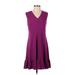Karol Richardson Casual Dress - A-Line V Neck Sleeveless: Purple Print Dresses - Women's Size Small