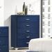 Willa Arlo™ Interiors Orton 5 - Drawer Dresser Wood/Metal in Blue | 44.25 H x 35.5 W x 20 D in | Wayfair 63D3CAB7F7504EB0A56E340FF466BA9E