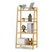 Hokku Designs Geminiano 4 Layers Bamboo Plant Stand Flower Potted Storage Shelf Balcony Wood/Solid Wood in Brown | Wayfair