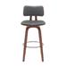 Wade Logan® Caleia Swivel Solid Wood Stool Wood/Leather in Gray/Brown | 40.5 H x 18.5 W x 18 D in | Wayfair F12A576717164EBBB002D3028BEBDCC8