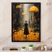 Red Barrel Studio® Sherranda Fashion Woman w/ Yellow Umbrella - Print on Canvas Metal in Black/Yellow | 40 H x 30 W x 1.5 D in | Wayfair