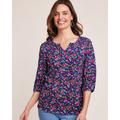 Blair Women's Print Smocked Shoulder Blouse - Multi - S - Misses