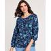 Blair Women's Crochet Trim Floral Top - Blue - M - Misses