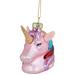 3.5" Pink Unicorn Head with Rainbow Mane Glass Christmas Ornament