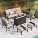 Outdoor Sofa Set 4/6-Piece Patio Conversation Set with 45'' Gas Fire Pit Table