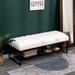 Velvet Channel Tufted Ottoman Bench, Accent Upholstered Bedroom End of Bed Bench with Shelf, Entryway Storage Bench