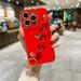 for iPhone 15 Pro Max with Wrist Strap Cute Love Heart Full Camera Lens Protection with Side Small Pattern Shockproof Plating Bumper Soft TPU Phone Case Cover For iPhone 15 Pro Max Red