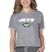 Women's Concepts Sport Heather Gray New York Jets Tri-Blend Mainstream Terry Short Sleeve Sweatshirt Top