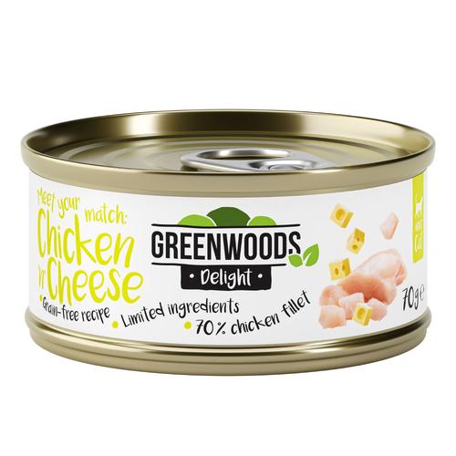 24x70g Adult Chicken, Cheese Broth Greenwoods Delight Wet Cat Food