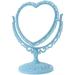 Cute Heart Shaped Vanity Mirror Simple Plastic Rotating Two-Sided Vanity Mirror Portable Mirror Blue