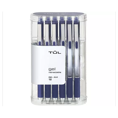 TUL Retractable Gel Pens, Fine Point, 0.5 mm, Silv...