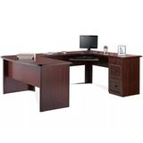 Office Depot Realspace Broadstreet 65inW U-Shaped Executive Desk, Cherry