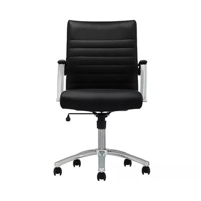 Office Depot Realspace Modern Comfort Winsley Bonded Leather Mid-Back Managers Chair, Black/Silver