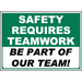 Traffic & Warehouse Signs - Safety Requires Teamwork Sign 12 x 8 Aluminum Sign Street Weather Approved Sign 0.04 Thickness - 1 Sign