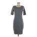 Lularoe Casual Dress - Sheath Scoop Neck Short sleeves: Gray Print Dresses - Women's Size Medium