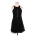 Express Casual Dress - A-Line Crew Neck Sleeveless: Black Print Dresses - Women's Size 6