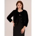 Adrianna Papell 3/4 Sleeve Faux Fur Jacket, Black