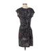 Nicole Miller Casual Dress - Sheath Crew Neck Short sleeves: Black Leopard Print Dresses - Women's Size X-Small