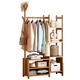 Clothes Stand Garment Rack Bamboo Open Wardrobe Storage Shelves Clothes Rail Shoe Rack for Clothes Hats Portable Extra Large Garment Rack Storage Box Shelves Entryway and Bed Room