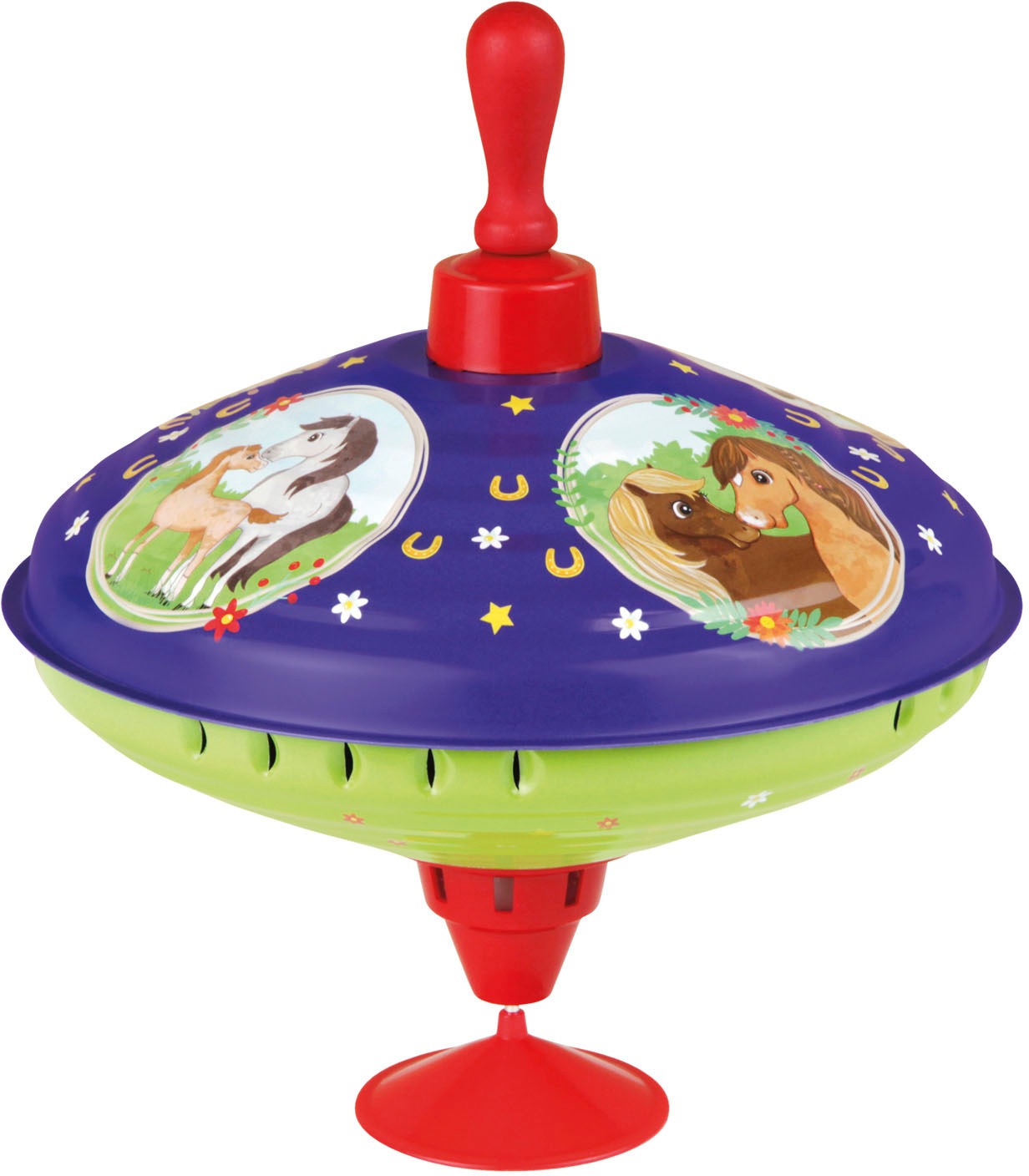 Brummkreisel LENA "Pferdetraum", grün (grün, lila), Kreisel, KinderH:21cm Ø:19cm, Blech, Made in Europe, H:21cm Ø:19cm Image