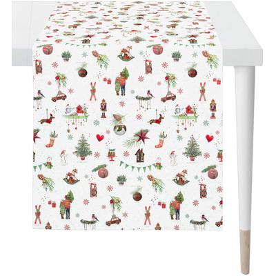 Tischläufer APELT "6200 WINTERWELT, Weihnachtsdeko, Weihnachten", bunt (weiß, bunt), B:48cm L:140cm, Polyester, Baumwolle, Tischdecken, Digitaldruck Image