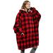 Catalonia Oversized Hoodie Blanket Sweatshirt, Warm Sherpa Giant Pullover w/ Front Pocket for Men Women Polyester in Red/Brown | Wayfair