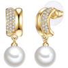 Lulu & Jane Perlen-Creolen Metall-Legierung Glas Muschelkernperle in Gelbgold 28,5 mm Damen