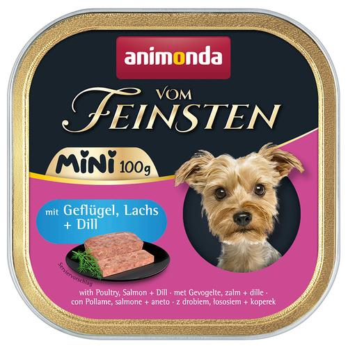 64x 100g animonda vom Feinsten Adult Mini mit Geflügel, Lachs + Dill Hundefutter nass