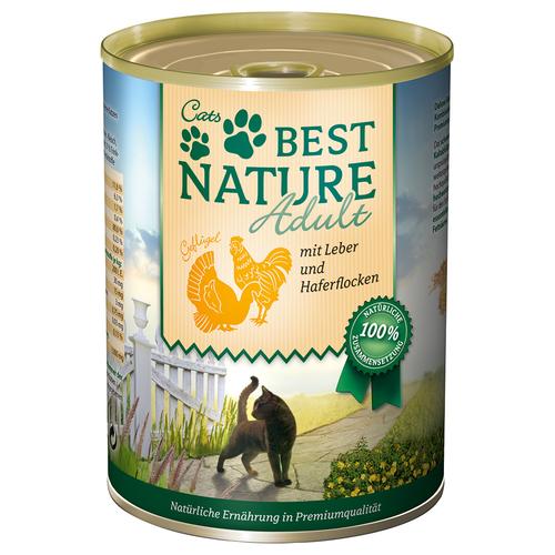 6x 400g Best Nature Cat Adult Gefluegel & Leber Katzenfutter nass