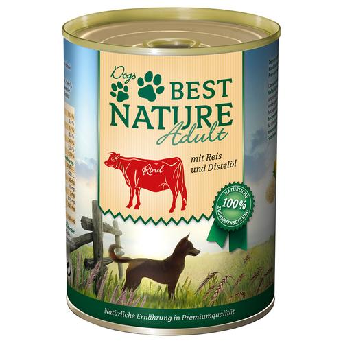 6x 400g Best Nature Dog Adult Rind, Reis & Disteloel Hundefutter nass