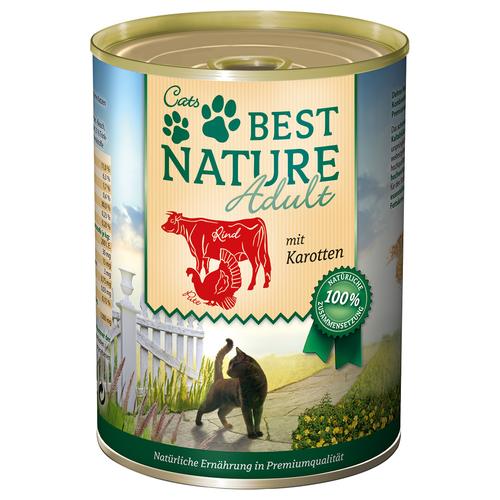 6x 400g Best Nature Cat Adult Rind, Pute & Karotten Katzenfutter nass