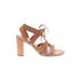 Antonio Melani Heels: Tan Print Shoes - Women's Size 10 - Open Toe