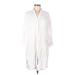 L Space Casual Dress - Shirtdress V Neck 3/4 sleeves: White Print Dresses - Women's Size Medium